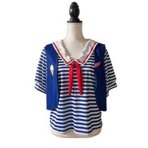 Stranger Things Robin Ahoy Ice Cream Shop Costume Top Name Tag Unisex Adult Lrg